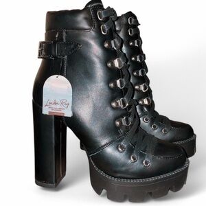 London Rag Willow Black Combat Platform Boots